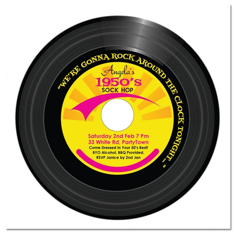 1950's Vinyl Birthday Invitations
