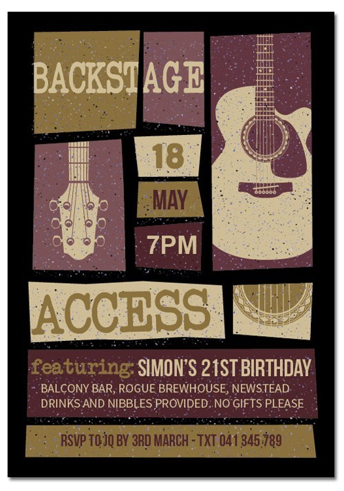 Backstage Pass Birthday Invitations