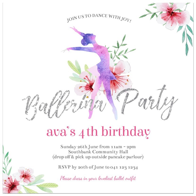 Ballerina Birthday Invitations