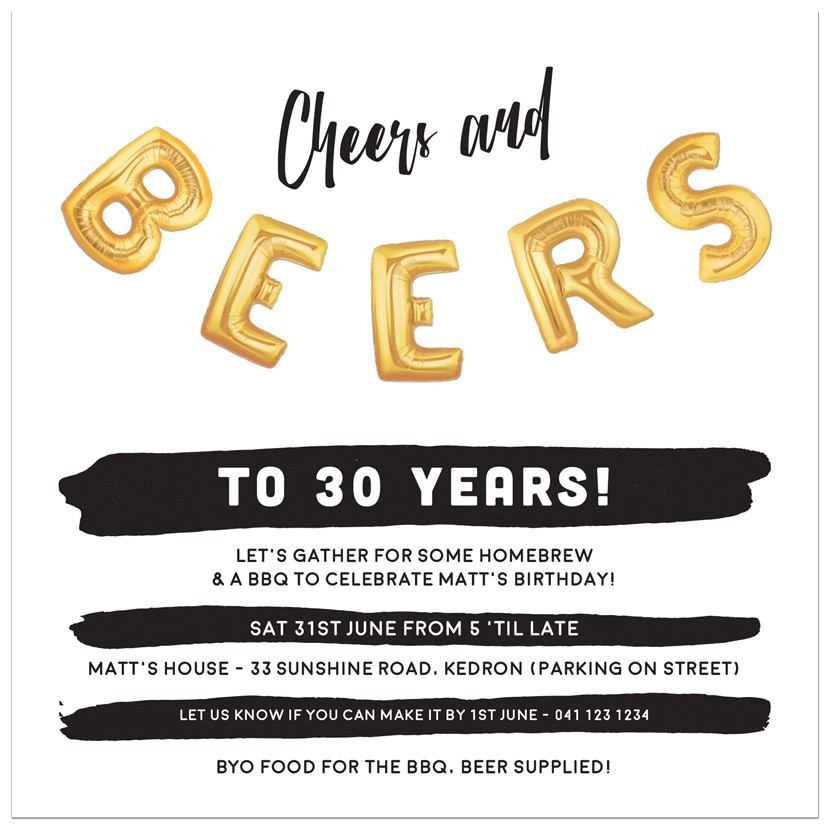 Beer White Birthday Invitations