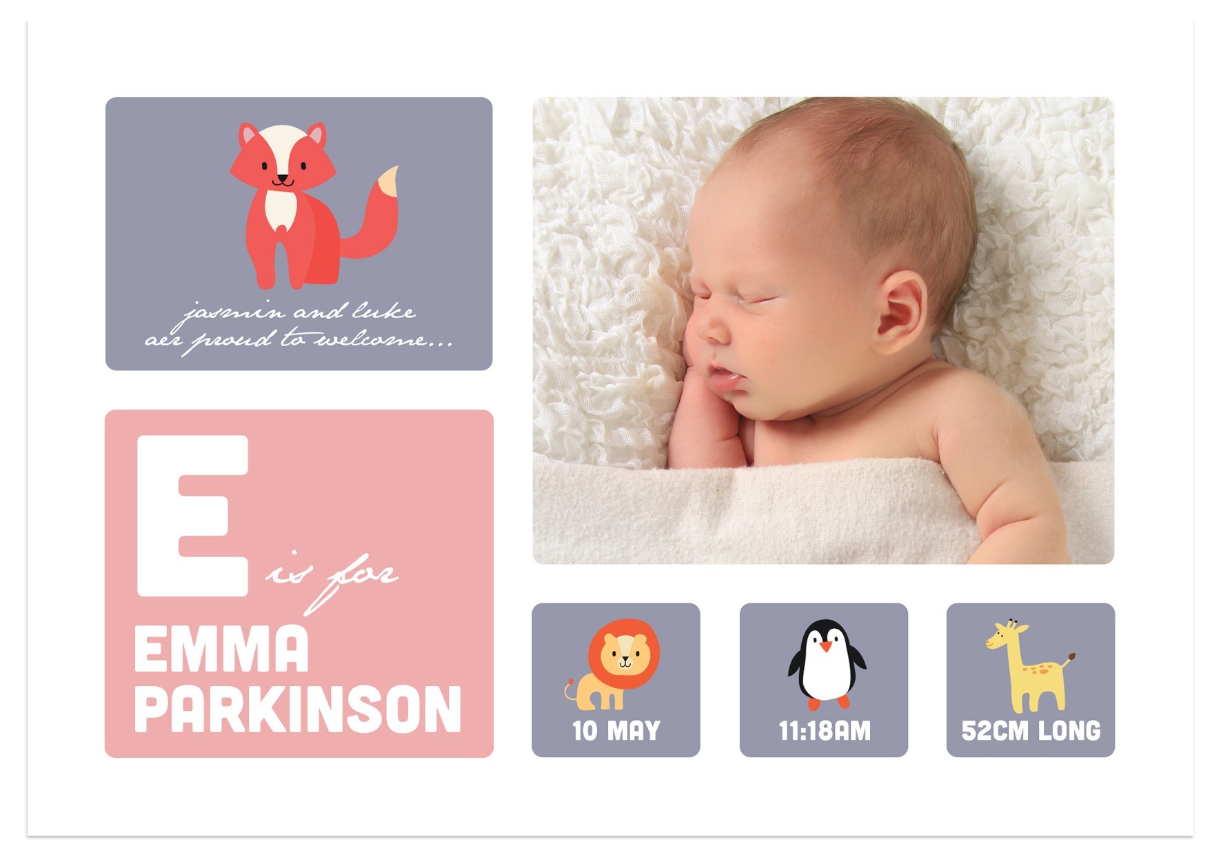 Blocks Birth Announcement Cards