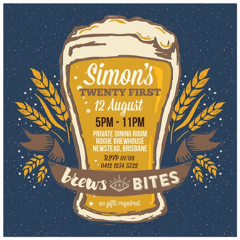 Brews and Bites Birthday Invitations