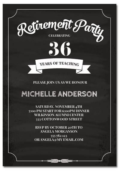 Chalkboard Teacher Retirement Invitations