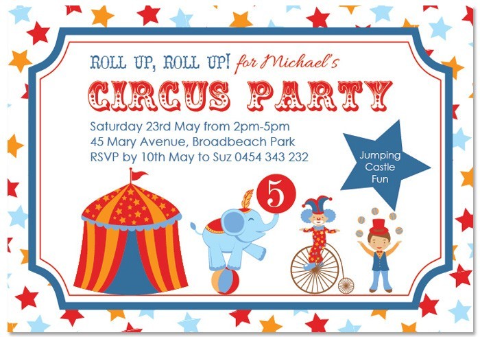 Circus Act Birthday Invitations