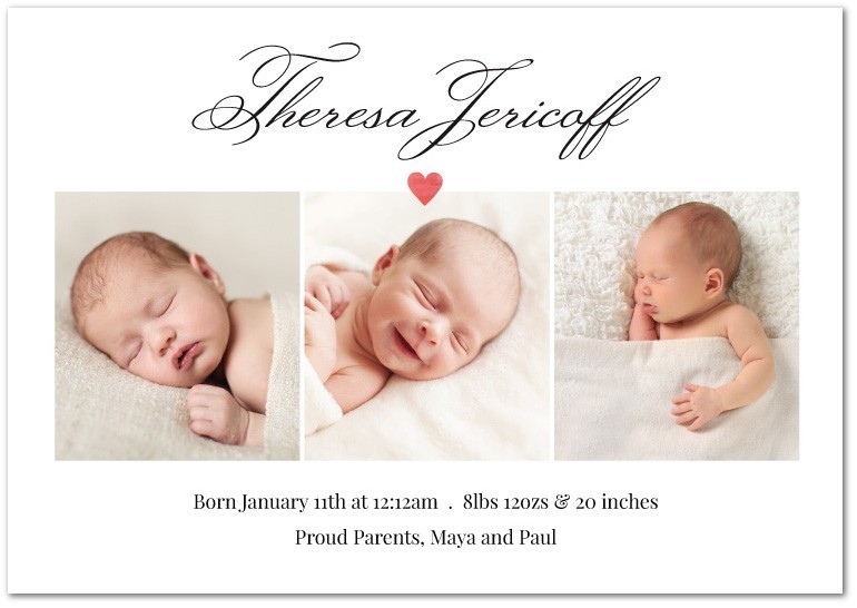 Collage Large Birth Announcement Cards