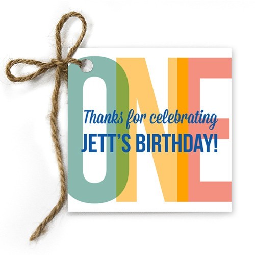 Colourful ONE Birthday Gift Tags