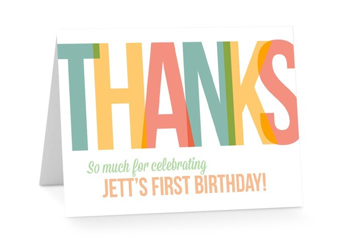 Colourful ONE Birthday Thank You Cards
