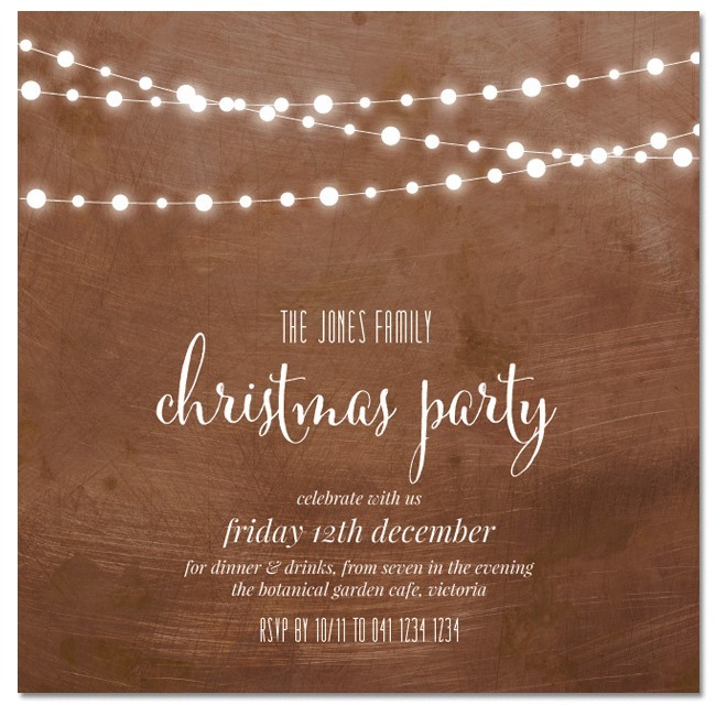 Copper Lights Christmas Invitations