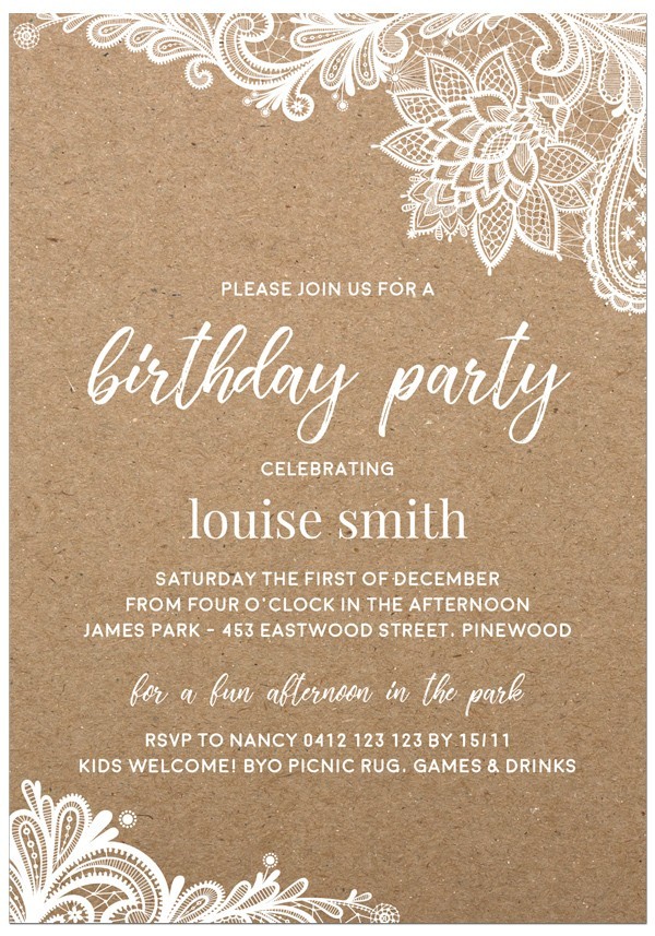Crafted Flourish Birthday Invitations