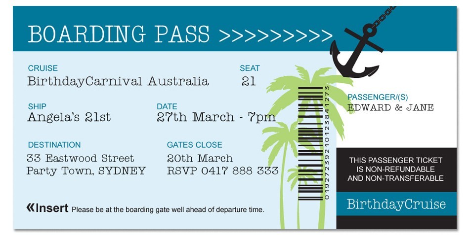 Cruise Pass Birthday Invitations