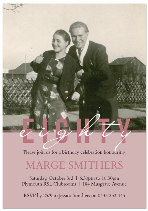 Eighty with Photo Birthday Invitations