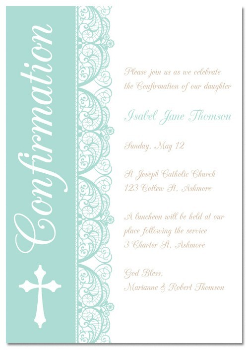 Elegant Lace Confirmation Invitations