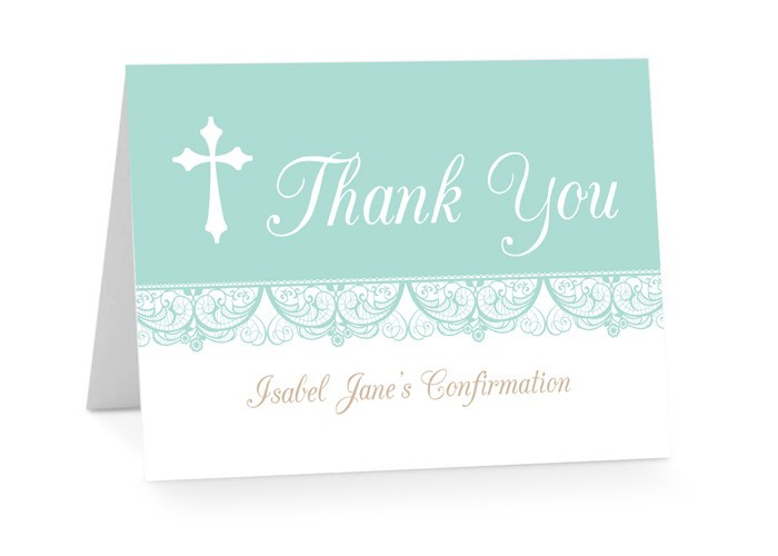Elegant Lace Confirmation Thank You Cards