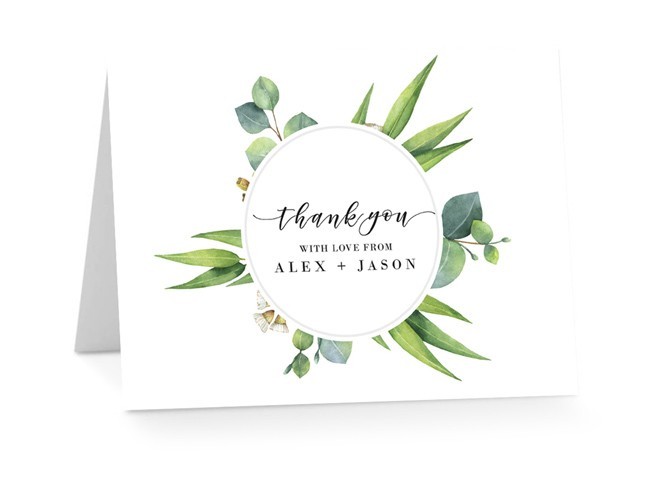 Eucalyptus Leaves Wedding Thank You Card