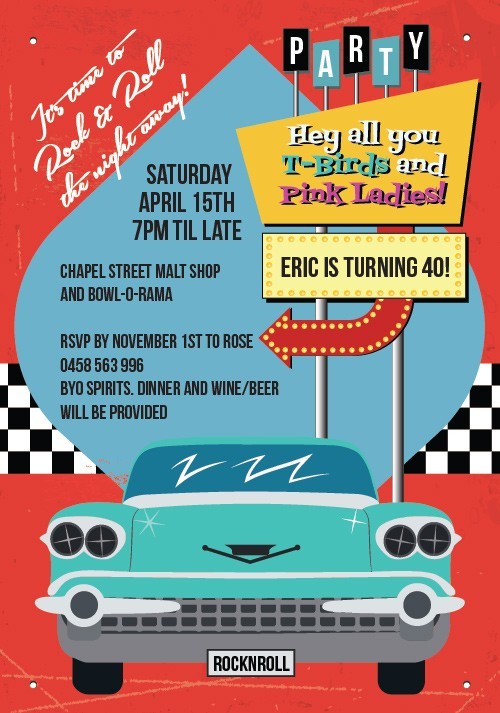 Fifties Diner Invitations