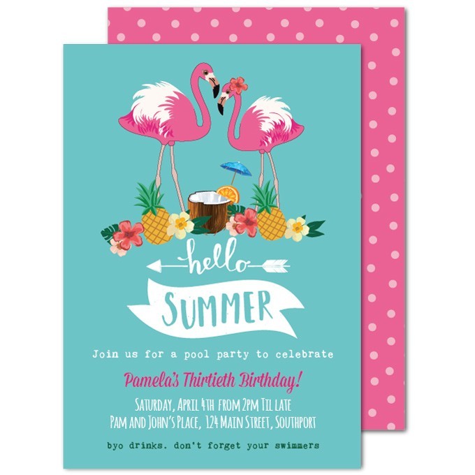 Flamingo Heat Birthday Invitations