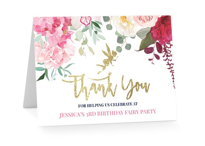 Floral Fairy Birthday Thank You Cards