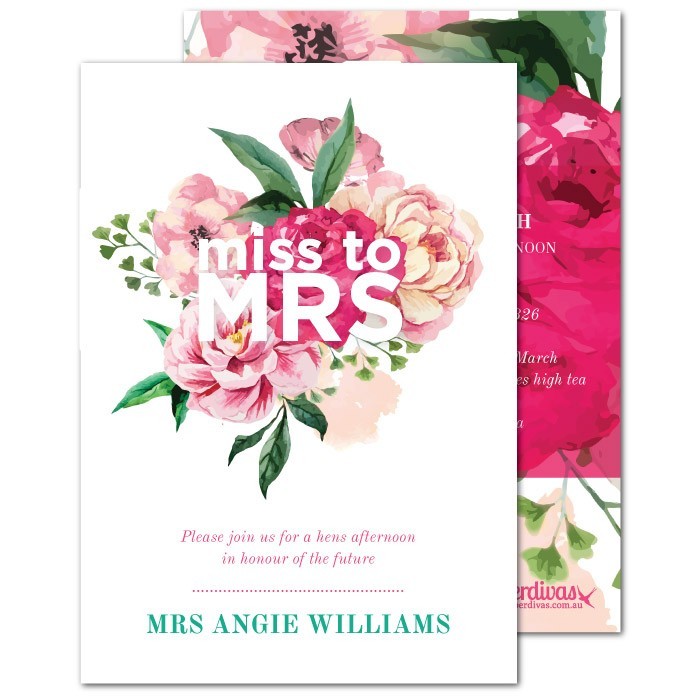 Floral Miss to Mrs Hens Invitations