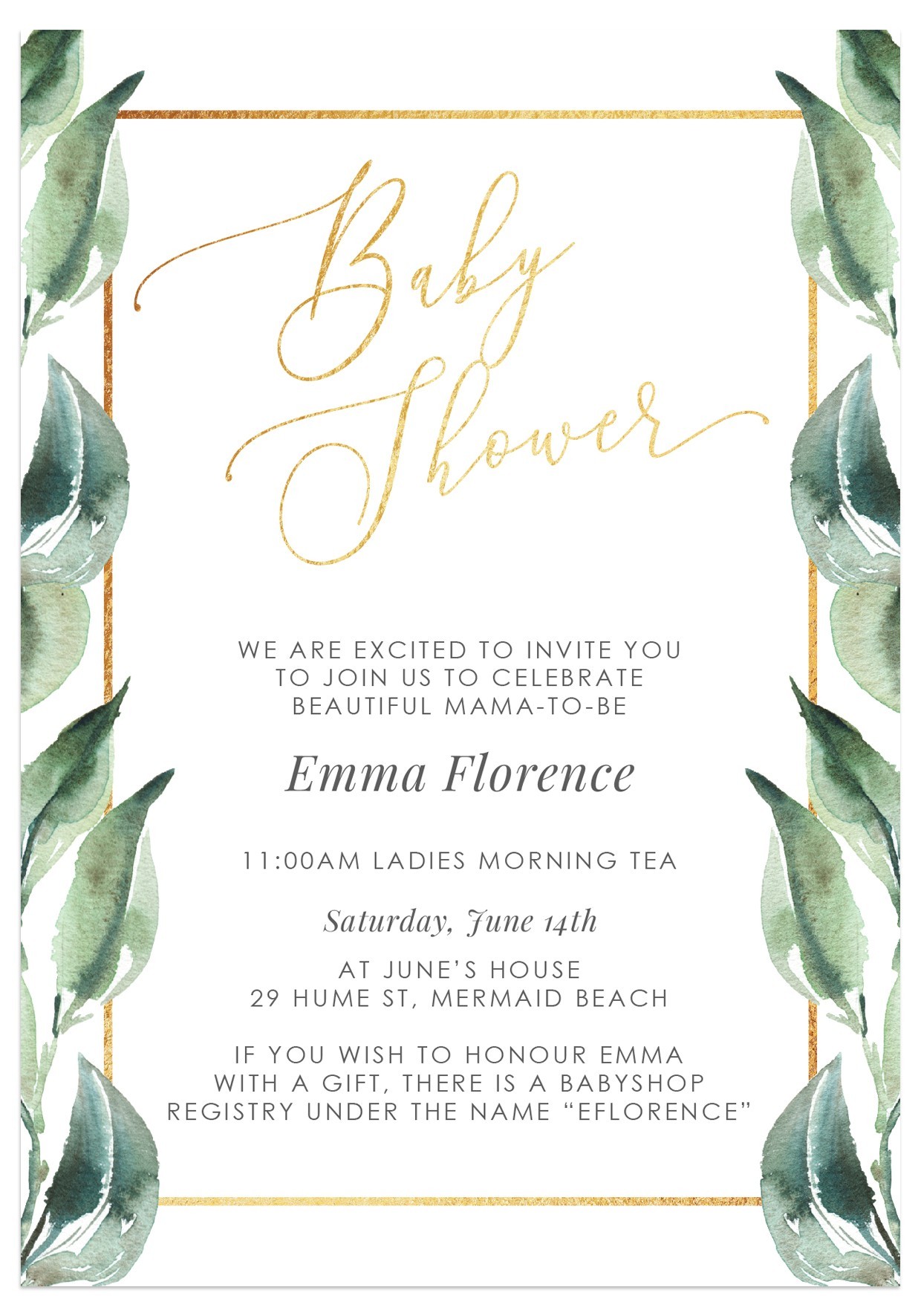 Florence Baby Shower Invitations