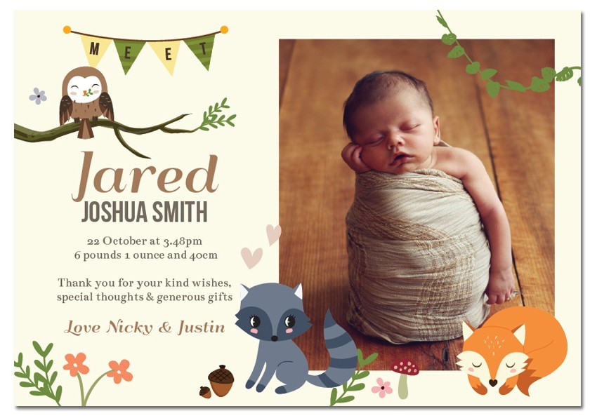 Forest Friends Birth Announcement