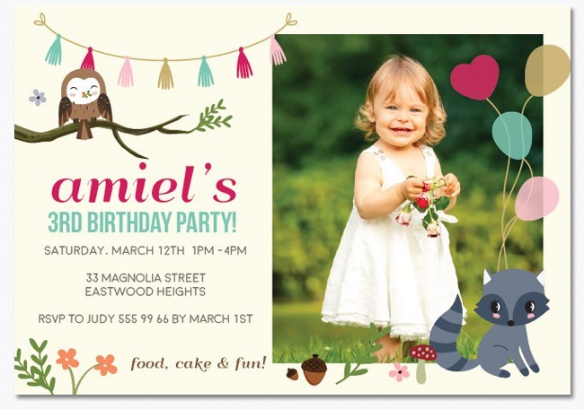 Forest Friends Birthday Invitations