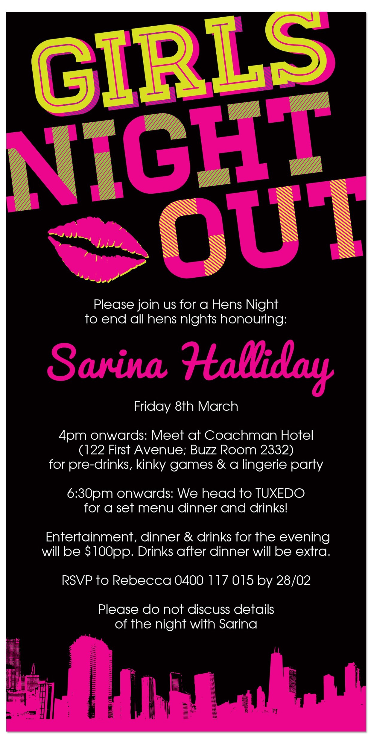 Girls Night Out Hens Invitations