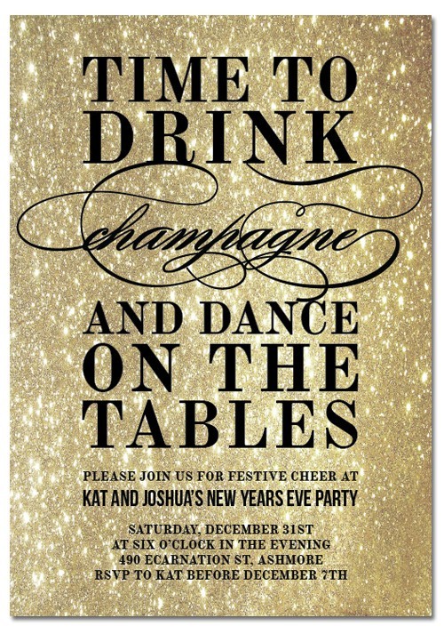 Golden Champagne Invitations