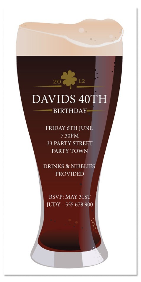 Guinness Birthday Invitations