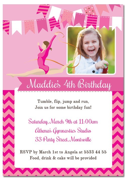 Gymnastics Birthday Invitations