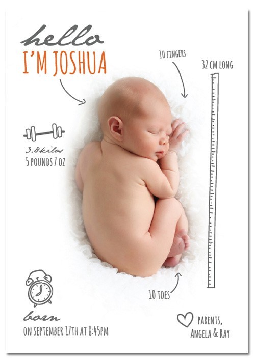 Handdrawn Birth Announcement Cards