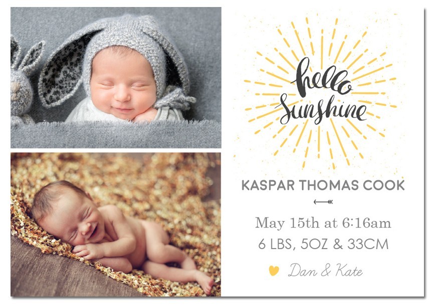 Sunshine Birth Announcement Cards