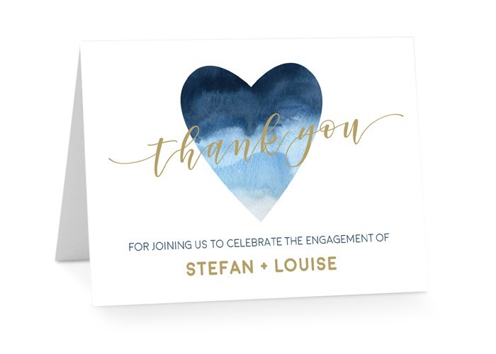 Indigo Heart Engagement Thank You Cards