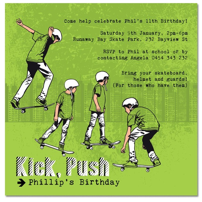 Kick Push Birthday Invitations