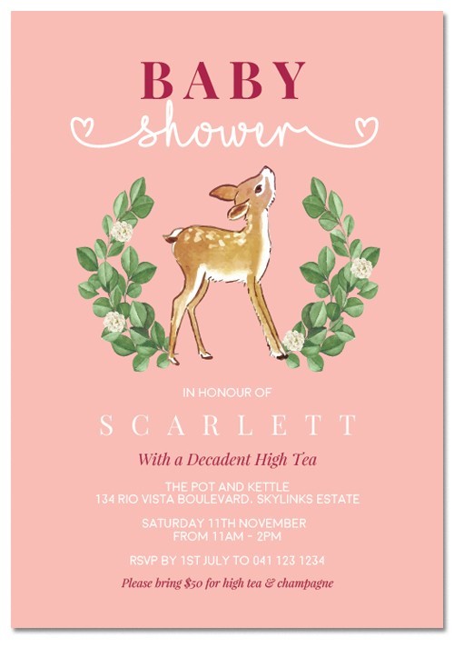 Little Deer Baby Shower Invitations