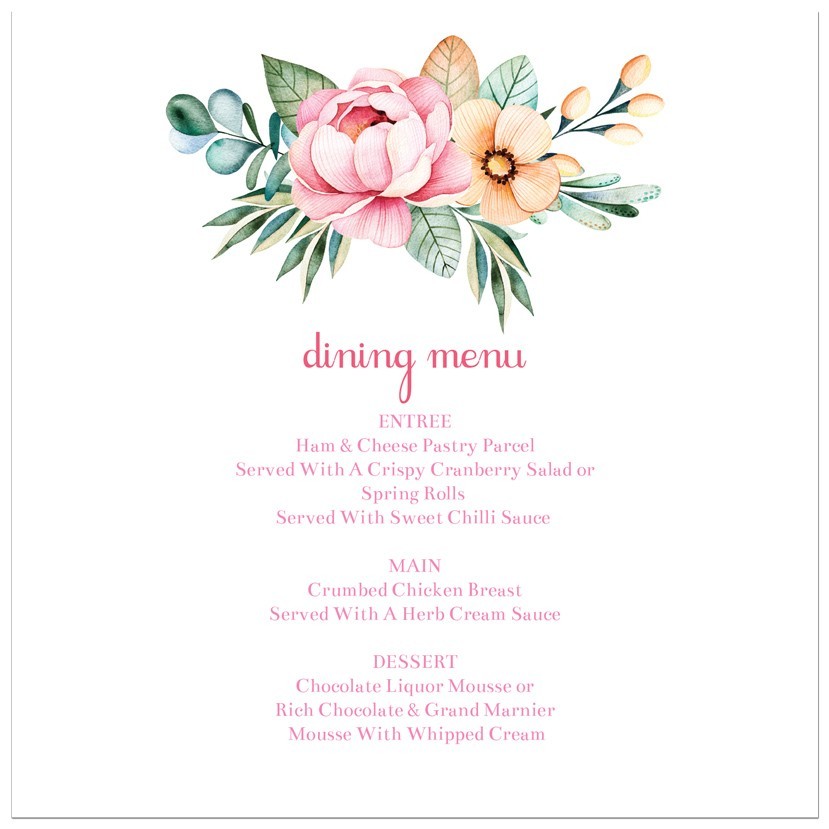 Magical Forest Christening Menu