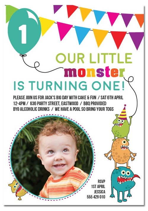 Monster Stack Birthday Invitations
