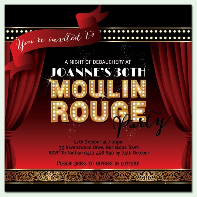  Moulin Rouge Birthday Invitations