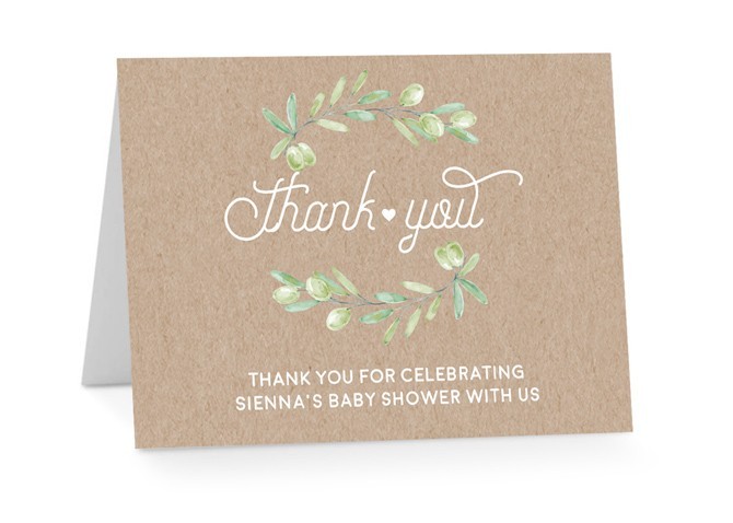 Olive Baby Shower Thank You Card