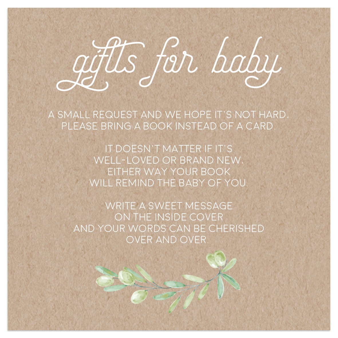 Olive Baby Shower Wishing Well Card