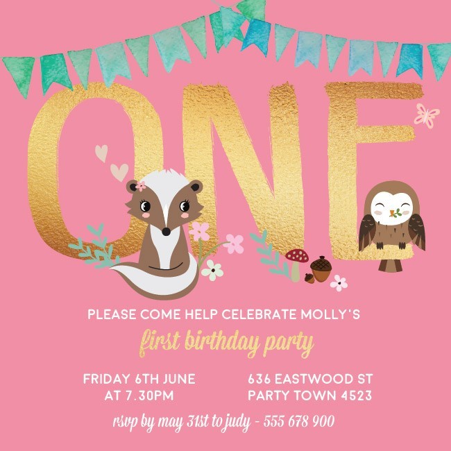 One Birthday Invitations