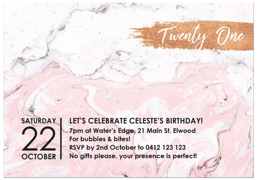 Pastel Marble Birthday Invitations