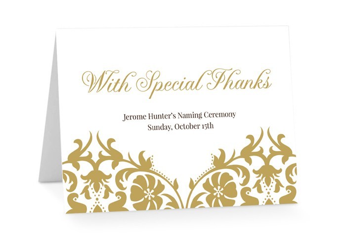 Patterned Naming Ceremony Thank You Cards