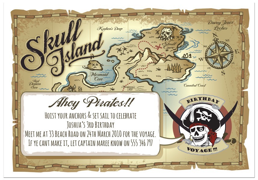 Pirate Skull Birthday Invitations