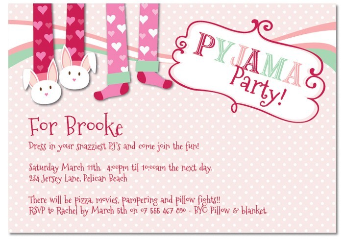 Pyjama Party Birthday Invitations