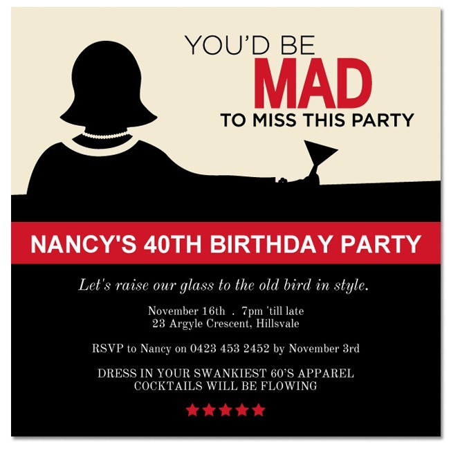 Retro Mad Woman Birthday Invitations
