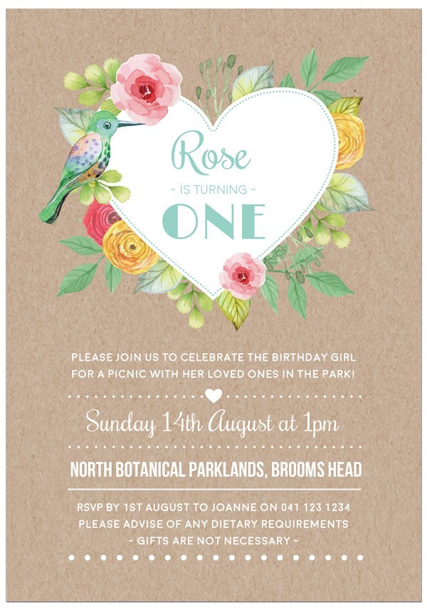 Rustic Roses Birthday Invitations 
