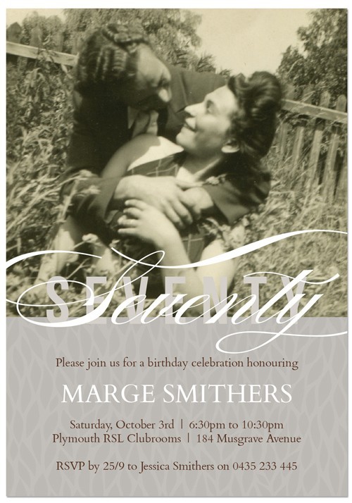 Seventy with Photo Birthday Invitations