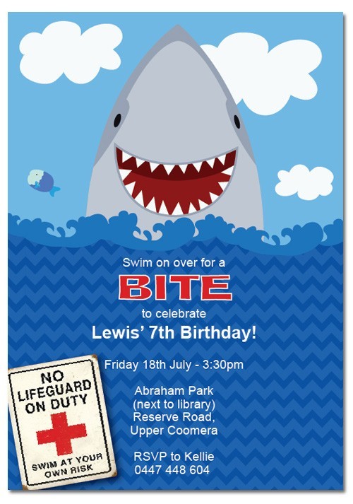 Shark Bite Birthday Invitations