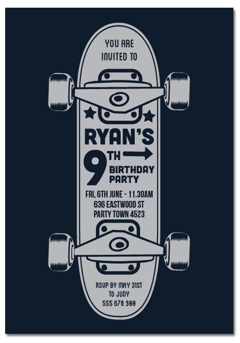 Skater Birthday Invitations
