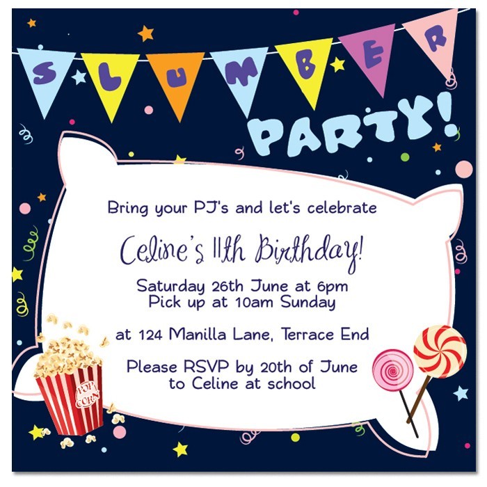 Slumber Party Birthday Invitations